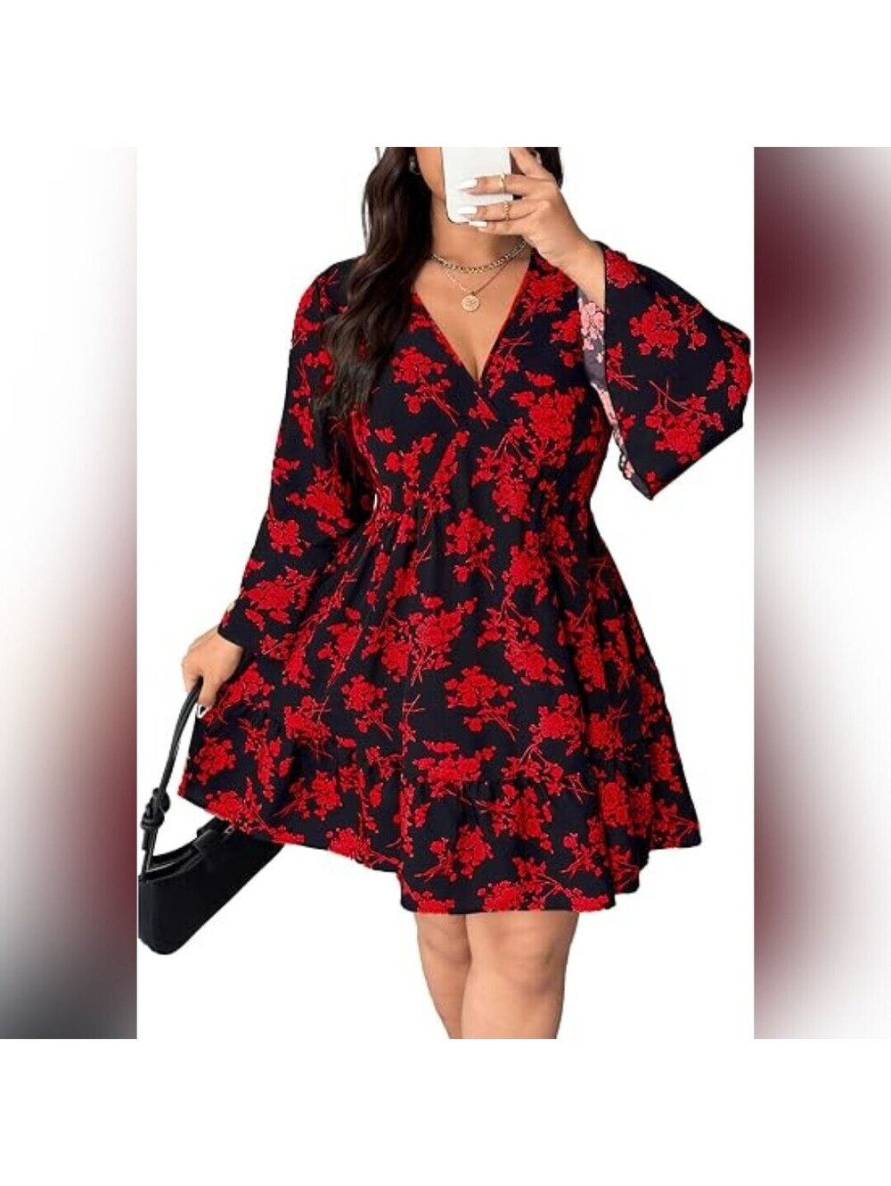NWT YAMQETKO Long Sleeve Casual Cocktail Party Mini Dress, XL